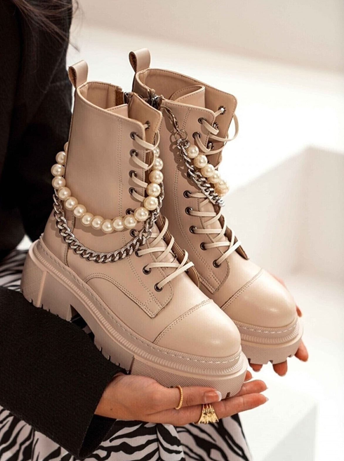 Chain sales combat boots