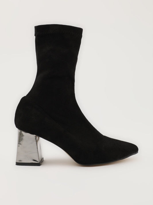 pointed toe platinum sole sock boots
