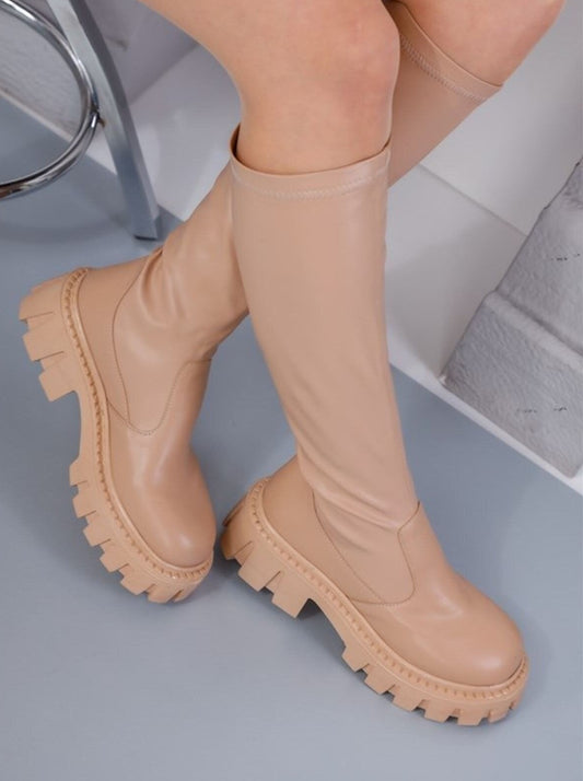 chunky sock high-knee boots