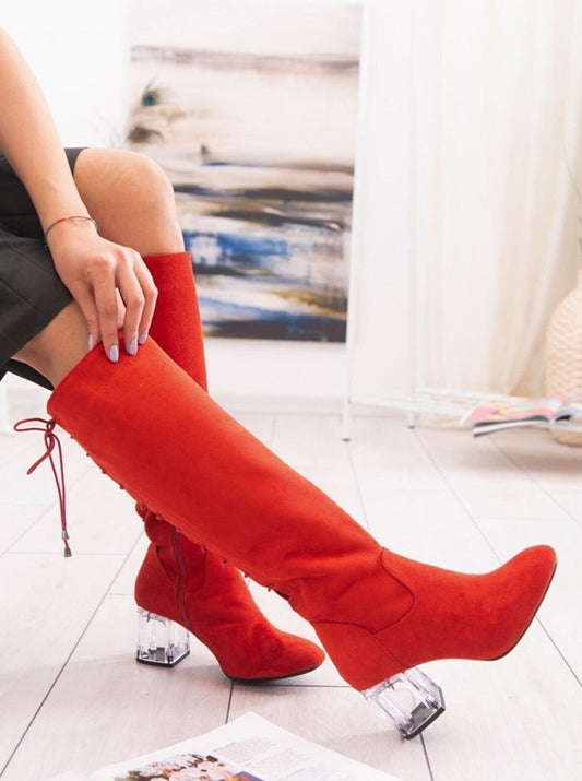 clean sole high-knee suede boots