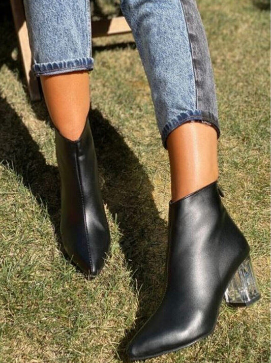 clear sole heeled boot