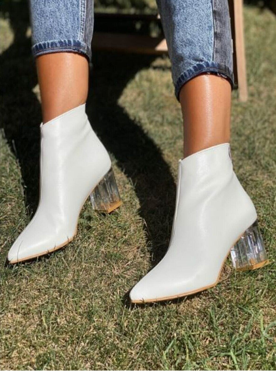 clear sole heeled boot