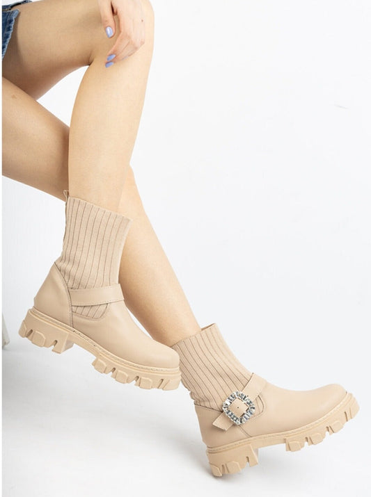 knitted chunky ankle boot