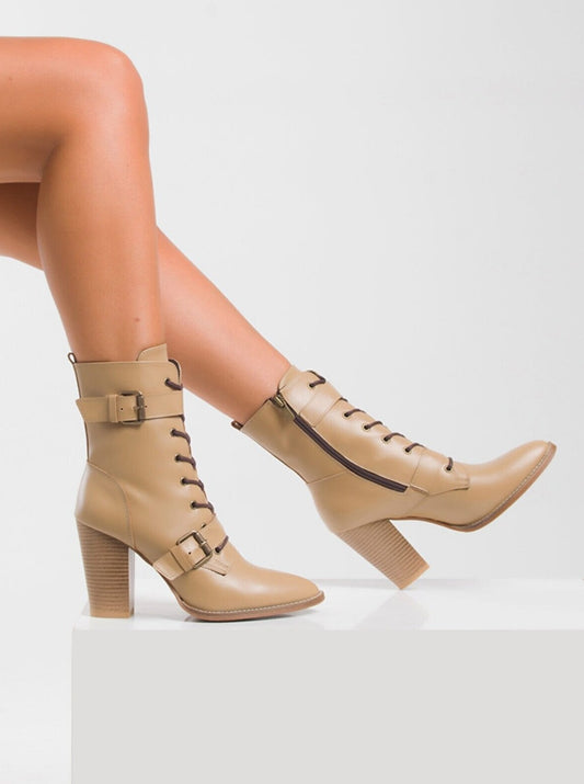 belted nude boots