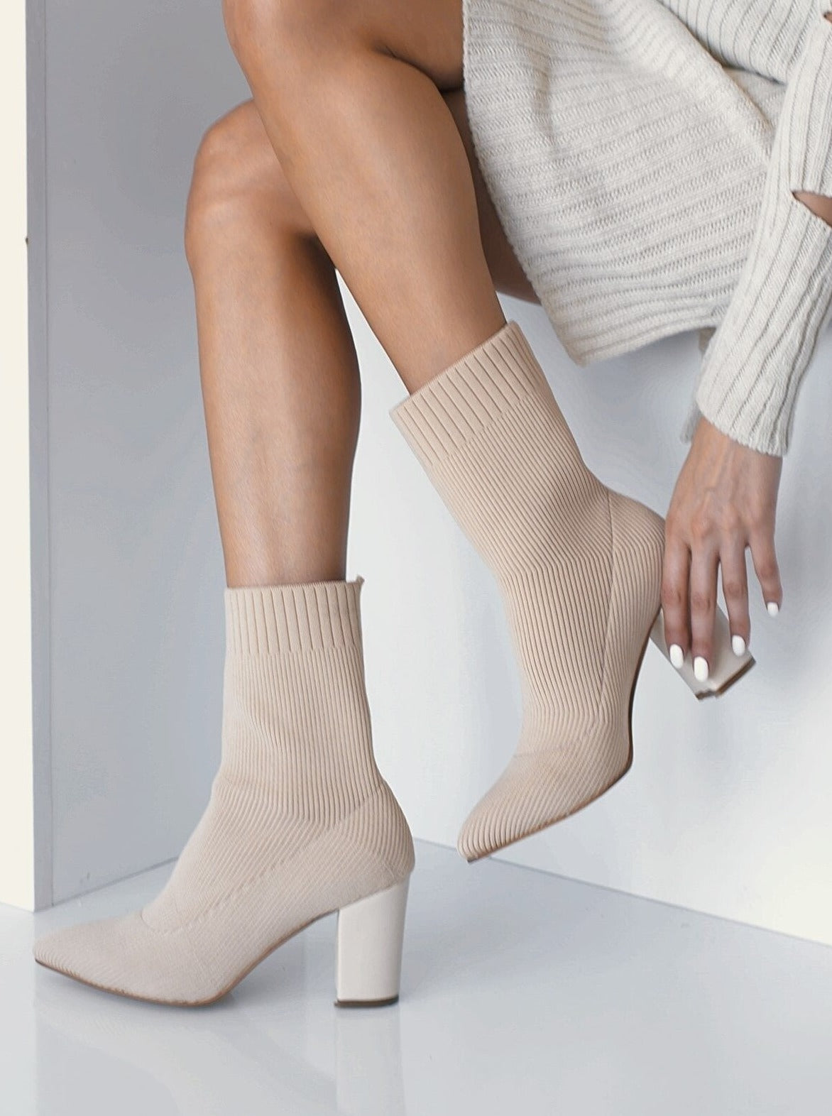 knited sock ankle boots