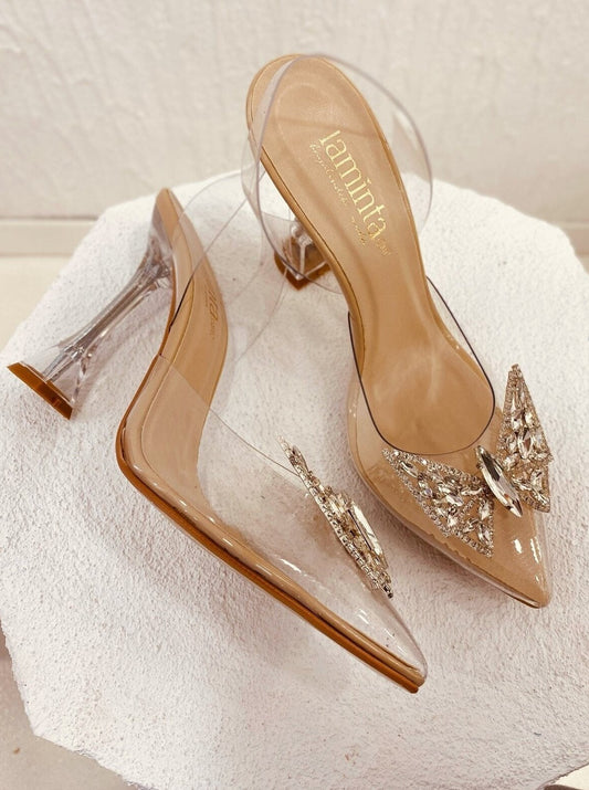 Flora diamante clear pointed toe shoes