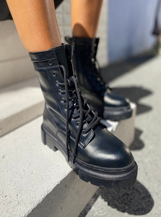 chunky combat ankle  boots