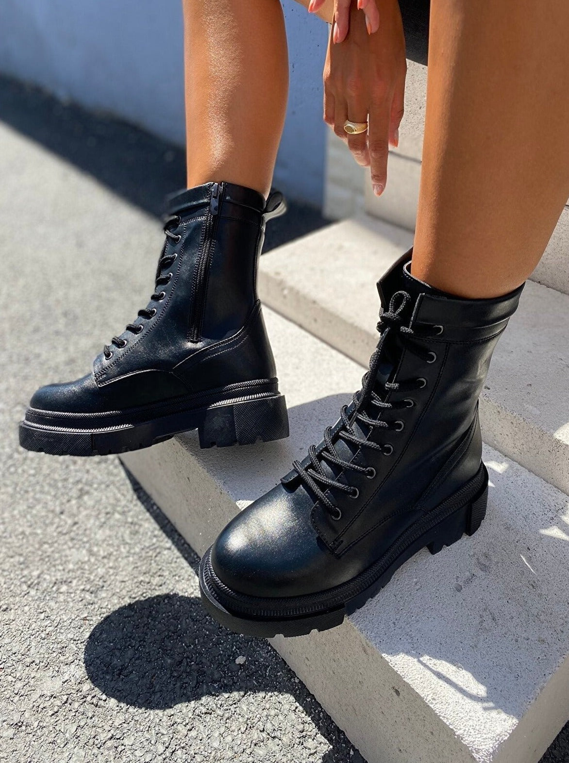 chunky combat ankle  boots