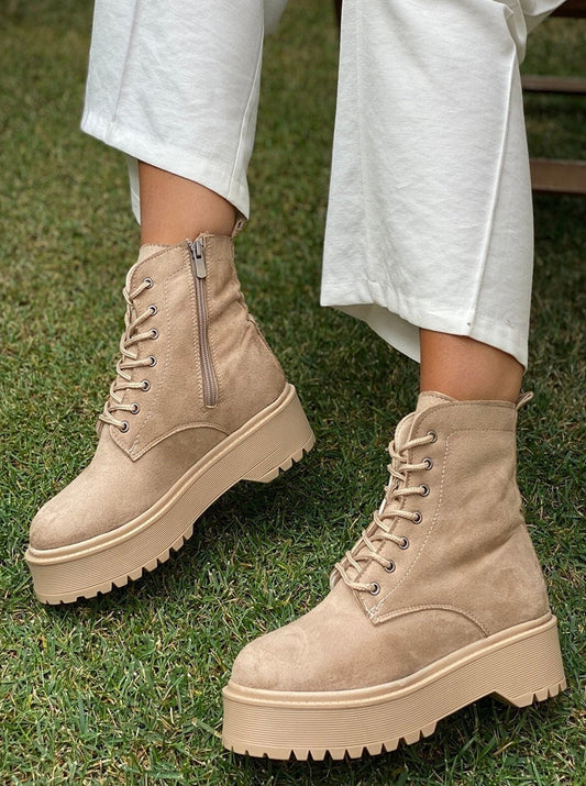 suede mink combat boot