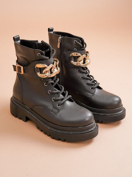 chained combat boots