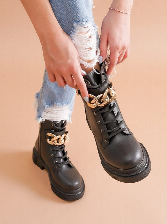 chained combat boots