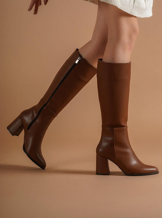 side zipper high-knee boots