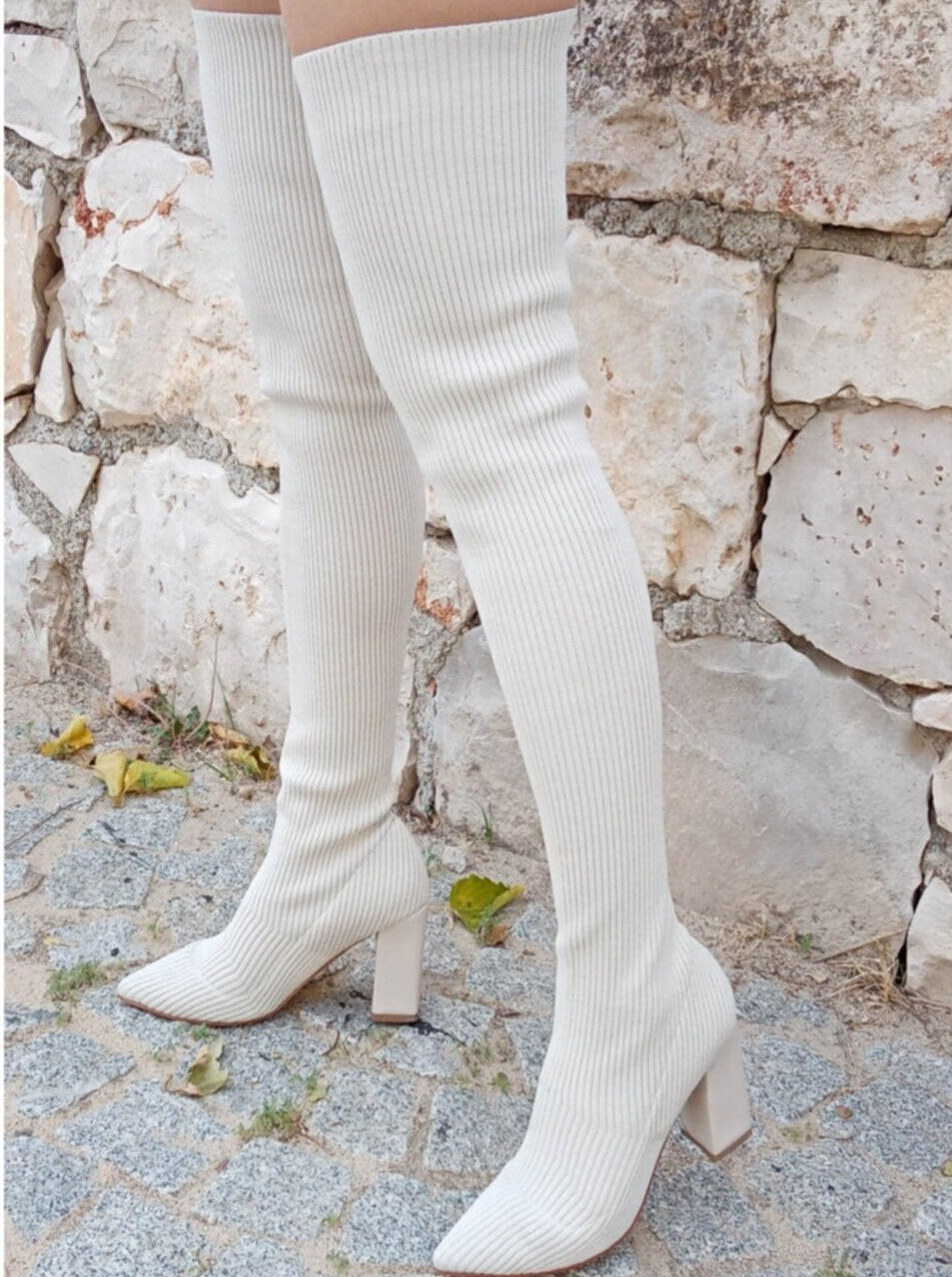 knitted sock thigh high boots