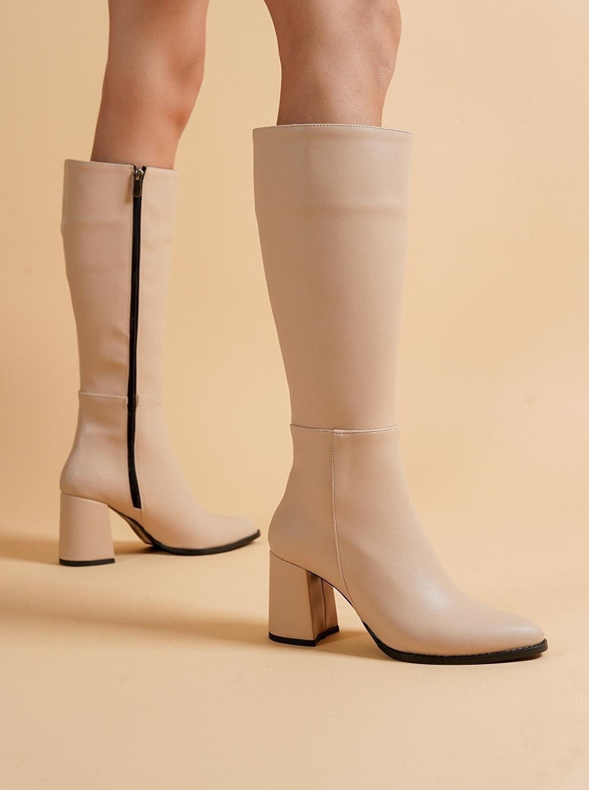 side zipper high-knee boots