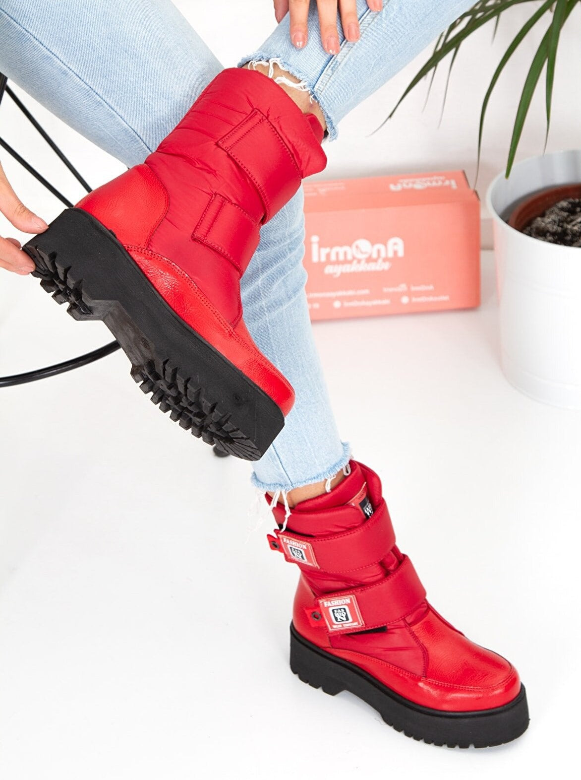 patent leather snow boot