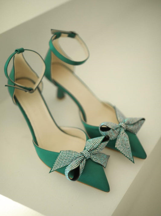Isabel diamante bow shoes